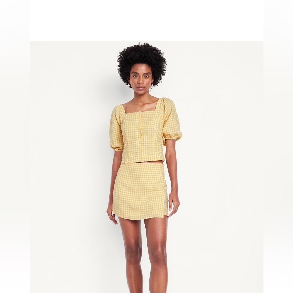 Old Navy Yellow Plaid Mini Skort and top